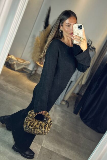 Knitted Dress με τιραντέ μίντι φορεμα (Μαύρο)