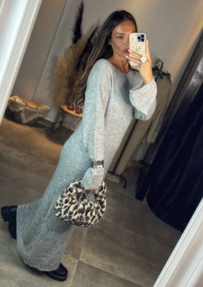 Knitted Dress με τιραντέ μιντί φορεμα (Γκρί)