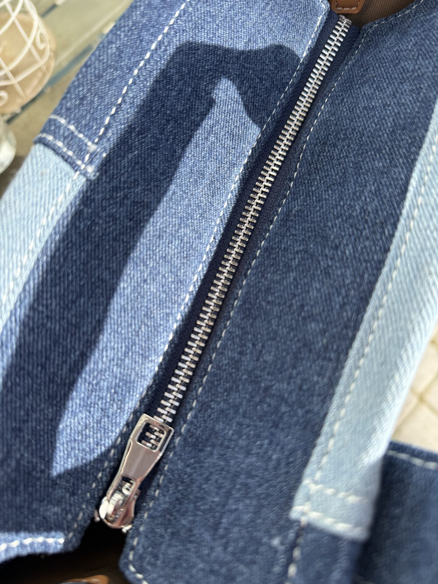 Denim Τζιν Tote Bag με Prints - Image 5
