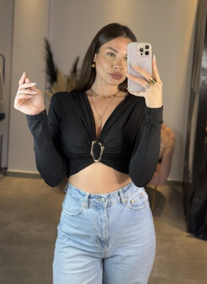 Crop Top με ενίσχυση και κόσμημα