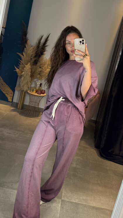 Casual σετ 100% Cotton με στρας