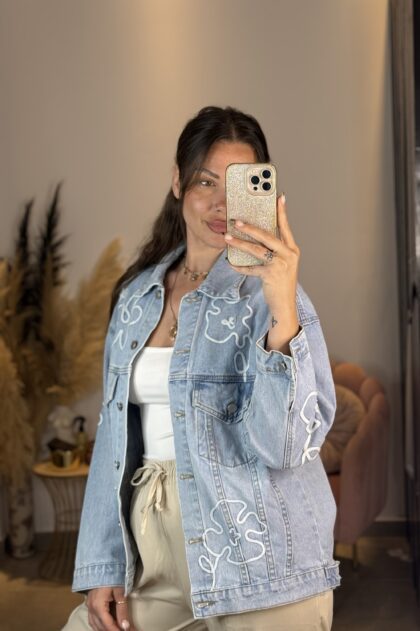 Jean Jacket 100% Cotton με κεντημένο σχεδιο
