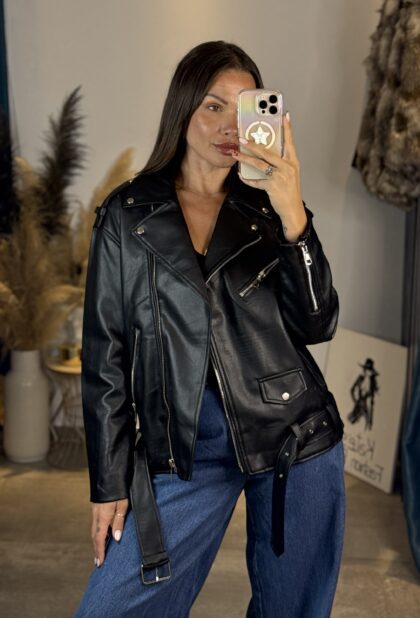 Leather Jacket Oversized (Μαύρο)