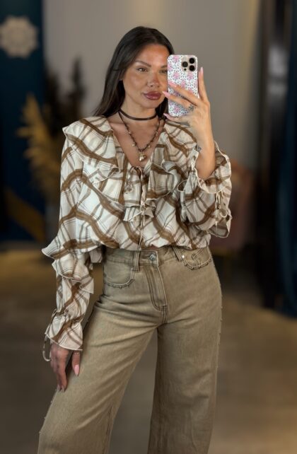 Boho Ruffles Beige Blouse