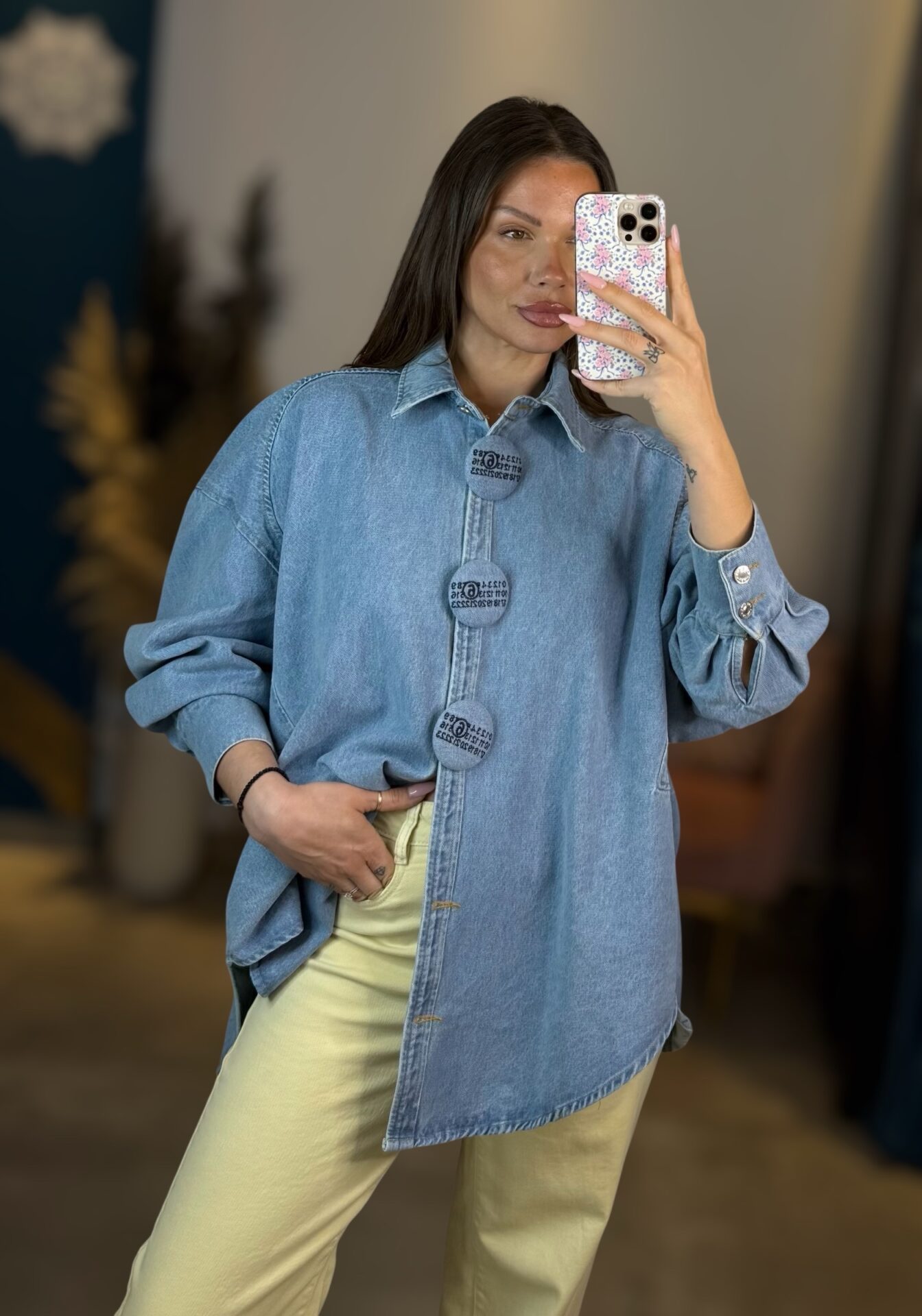 Oversized Denim Shirt Jacket με μεγάλα κουμπιά - Image 2