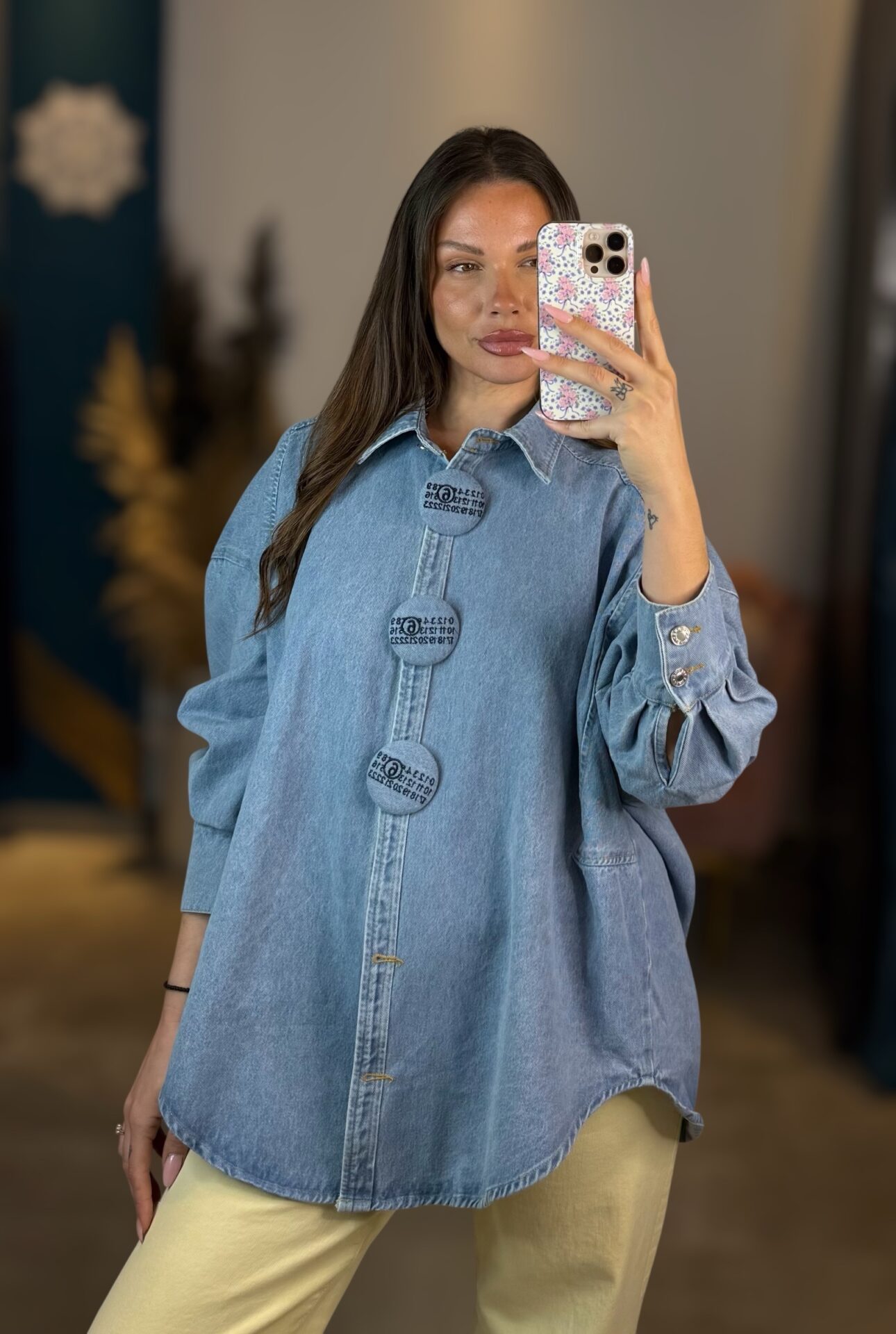 Oversized Denim Shirt Jacket με μεγάλα κουμπιά - Image 5