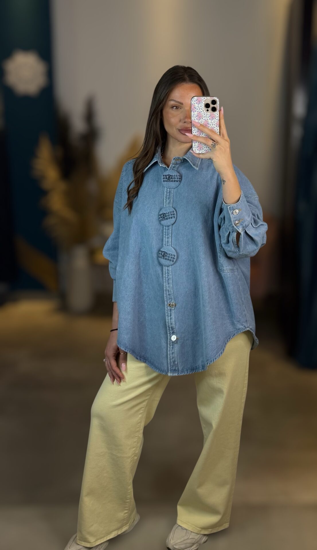 Oversized Denim Shirt Jacket με μεγάλα κουμπιά - Image 3