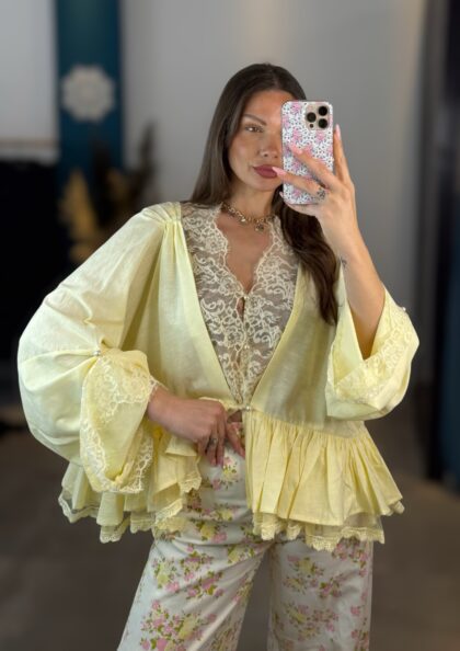 Amelia Lace Ruffles Blouse