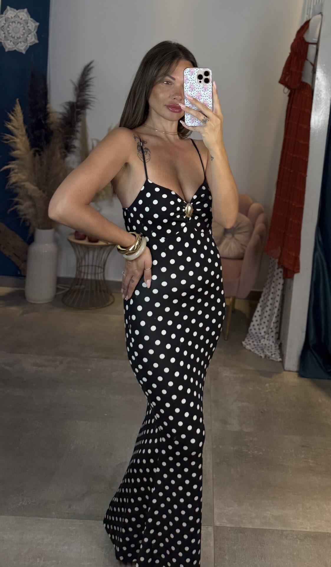 Noir Dots Élysée Dress (Μαύρο) - Image 2