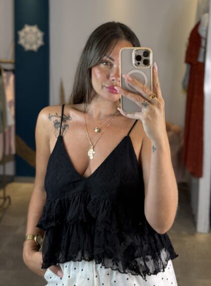 Elise Boho Lace Top (Μαυρο)