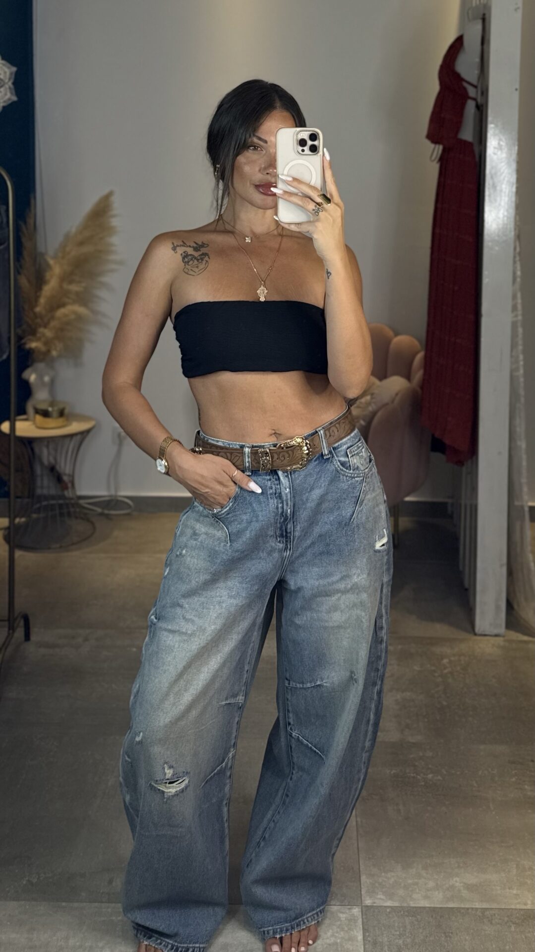 Dakota Belted Wide Leg Jeans - Image 4
