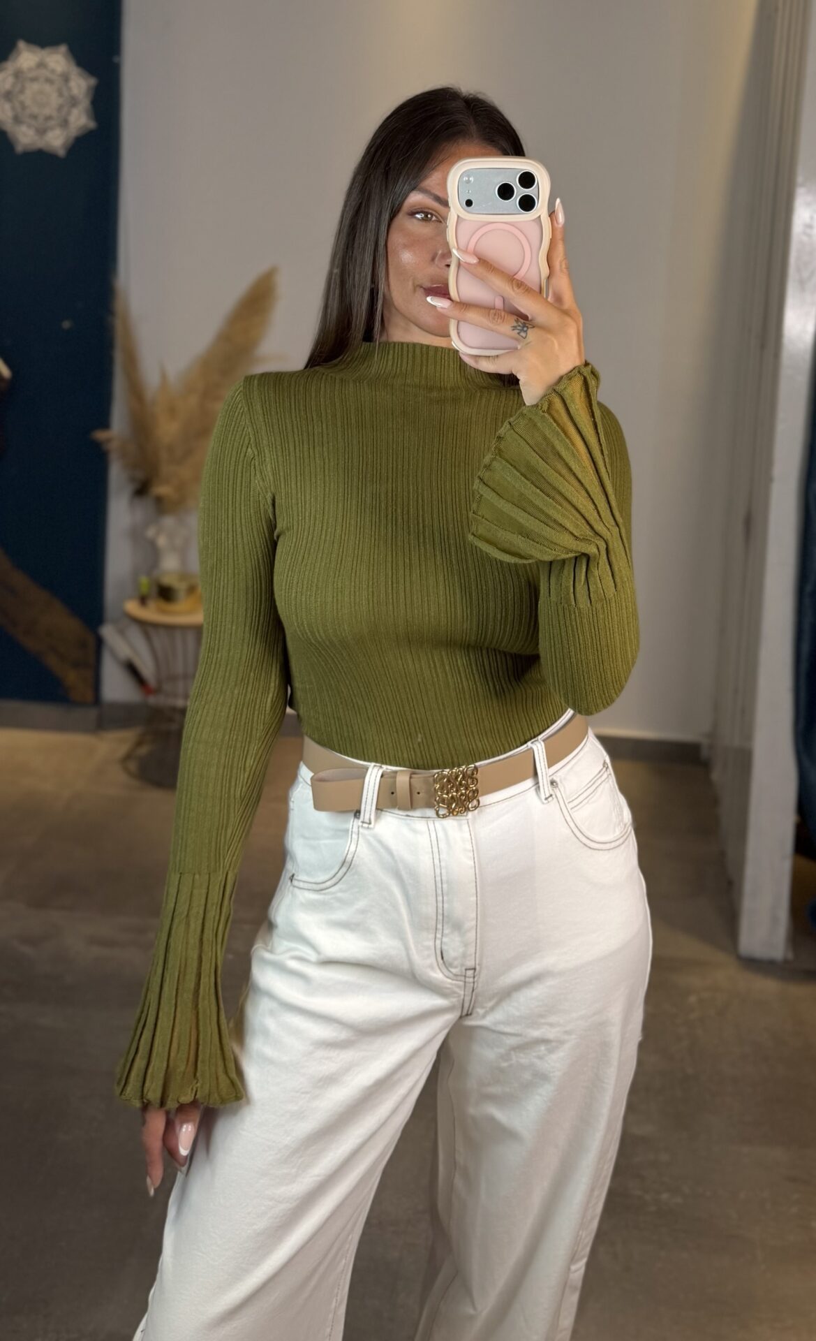 Olivia Ribbed Top with Bell Sleeves - Image 3