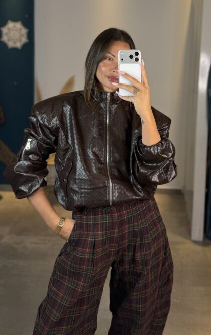Bomber Eco Leather Jacket (Καφέ)